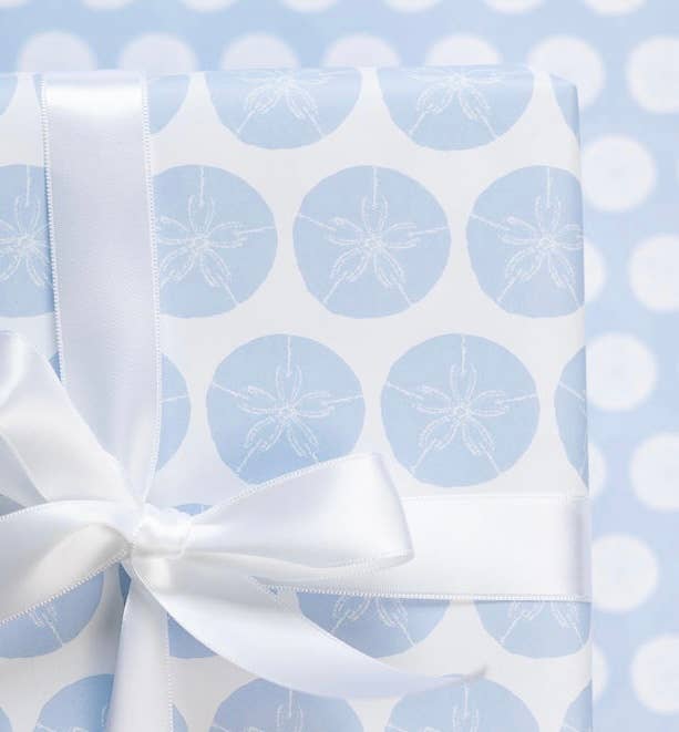 Sand Dollar Wrapping Paper - Blue: Rolls of 3 Sheets (Case of 3 Rolls)