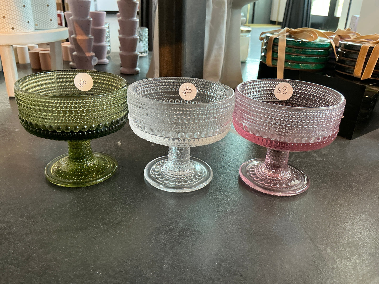 Short glass cups