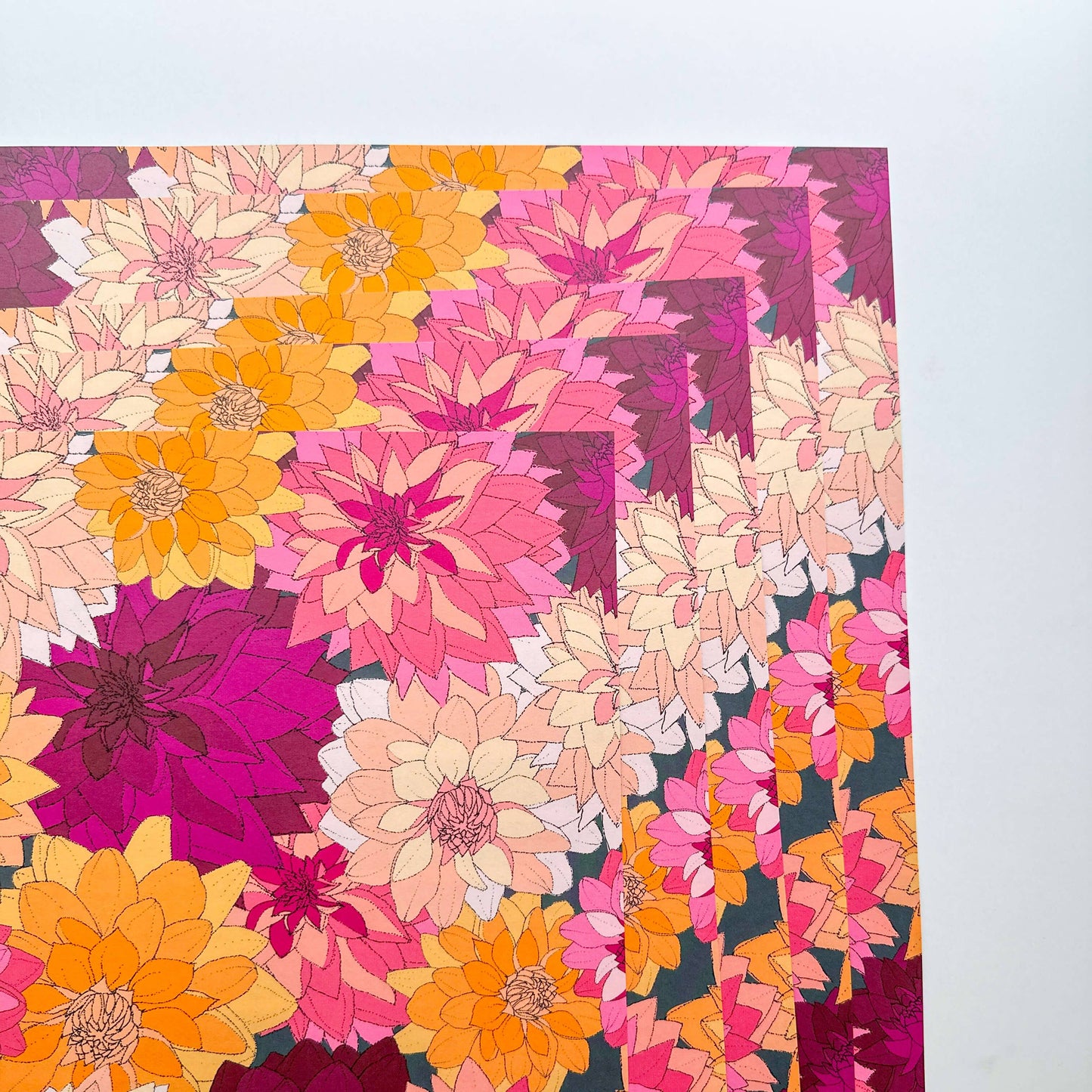 Dahlias Wrapping Paper: Rolls of 3 Sheets (Case of 3 Rolls)
