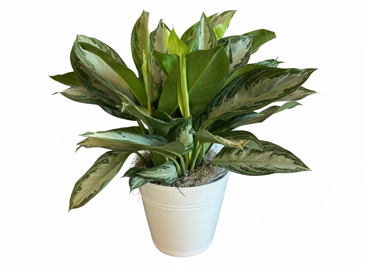 Aglaonema Plant (White Pot)