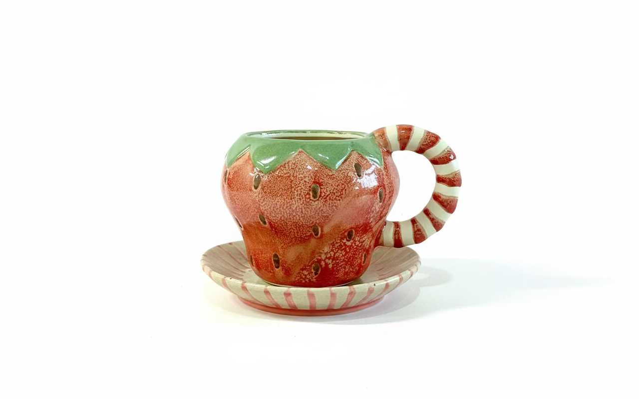 Fresh Fruit | Strawberry Mug w/ Saucer
