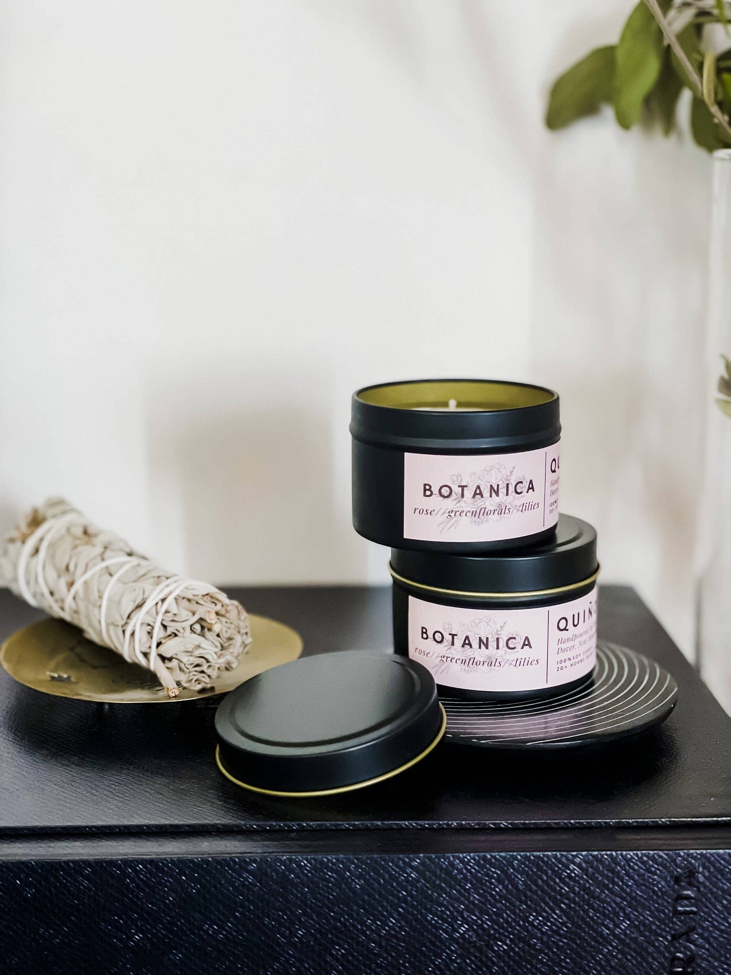 Botanica 3 Oz Soy Candle Tin// Rose, Green Florals, Lilies//