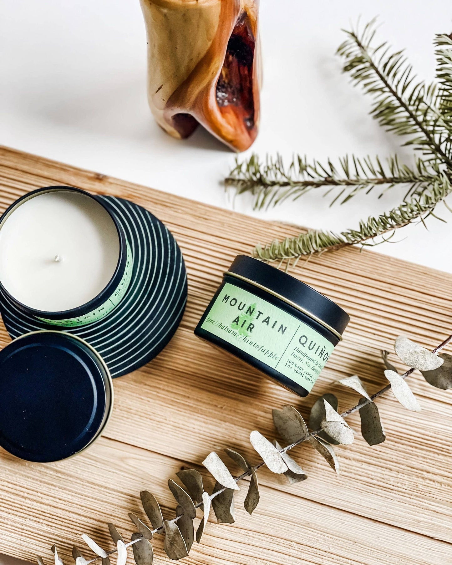 Mountain Air 3oz Soy Candle Travel Tin// Fir, Pine, Hint Of