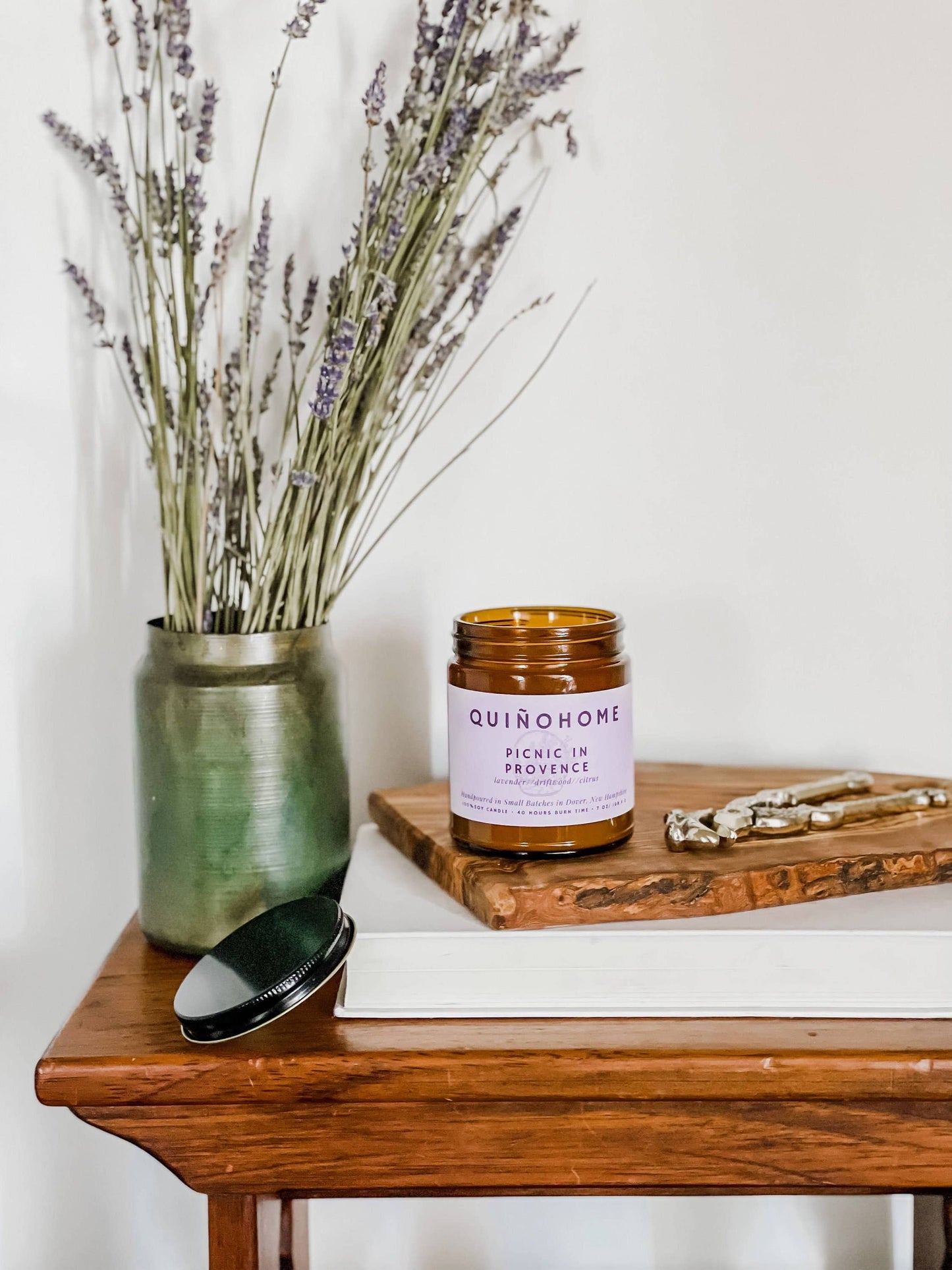 Picnic In Provence 7oz Soy Candle Amber Jar// Lavender, Driftwood, Citrus// Hand Poured Soy Wax// Lavender Candle// Non Toxic Candle