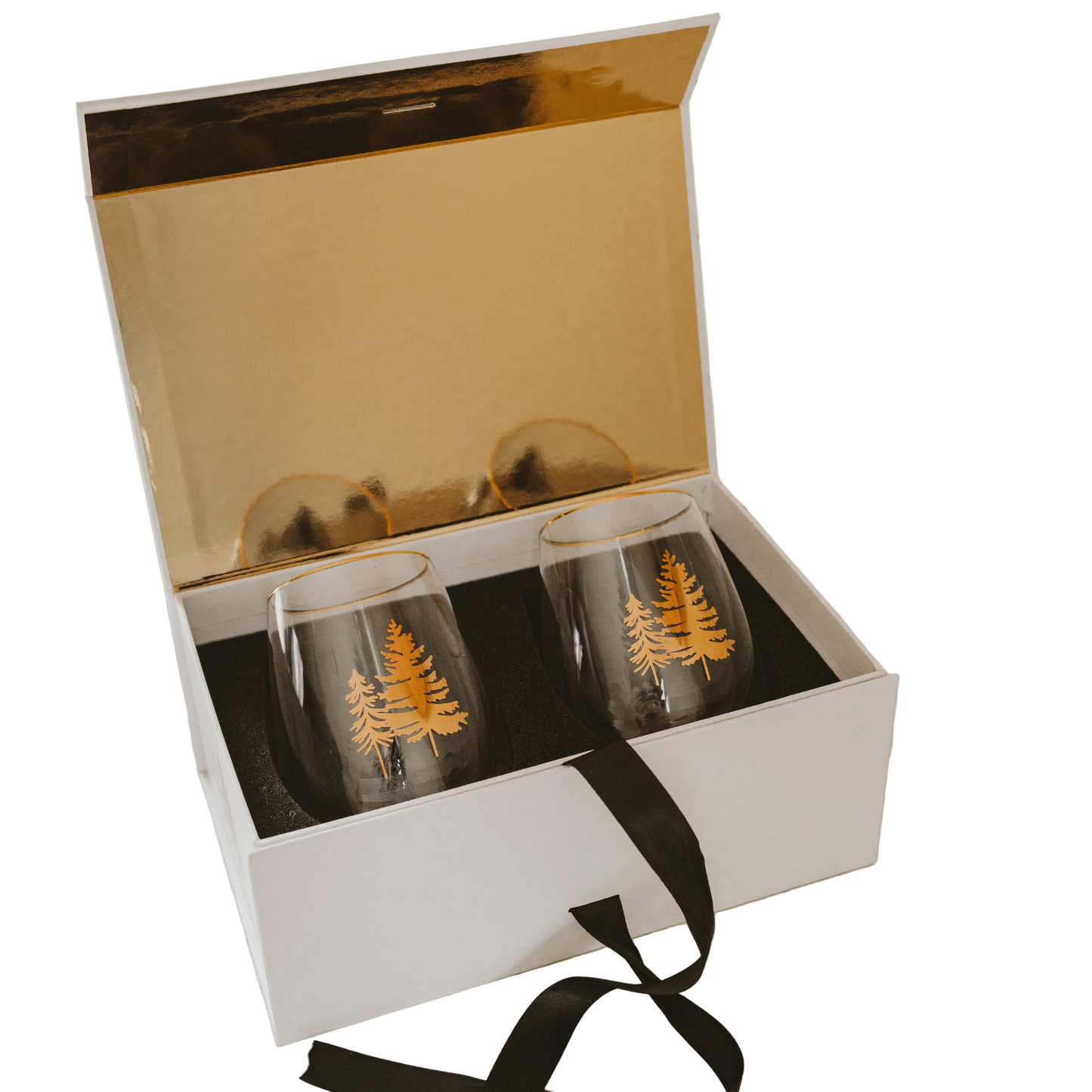 Trees Stemless Wine Glasses, Boxed Set of 2