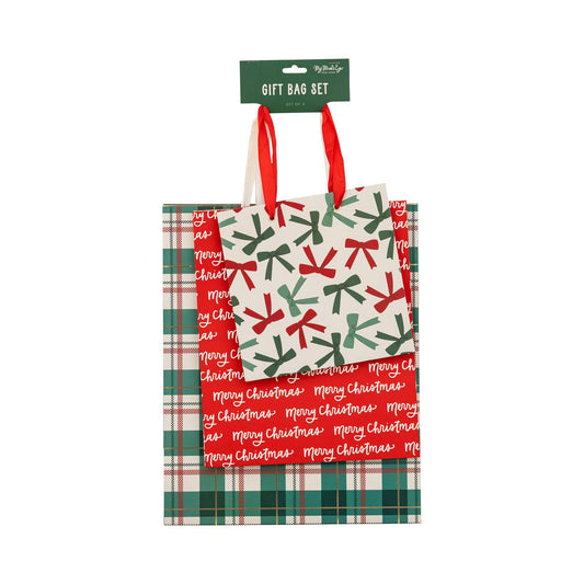 Christmas Bows Gift Bag Set of 3