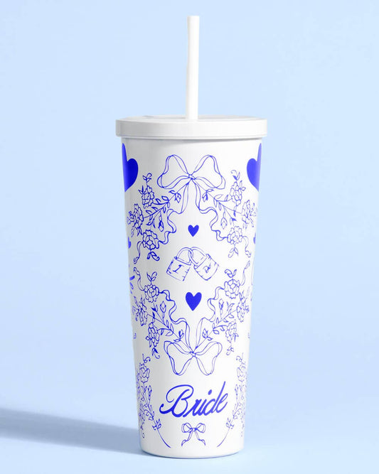 Something Blue Tumbler - 24 oz bride cup, drink, bachelor