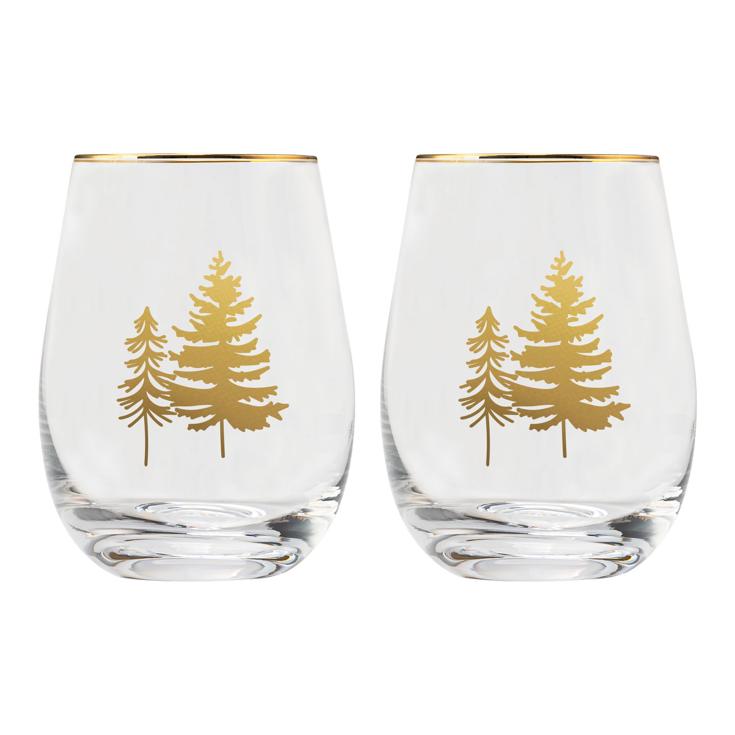 Trees Stemless Wine Glasses, Boxed Set of 2