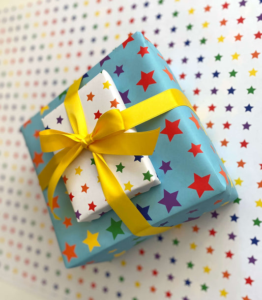Rainbow Stars Wrapping Paper: Rolls of 3 Sheets (Case of 3 Rolls)