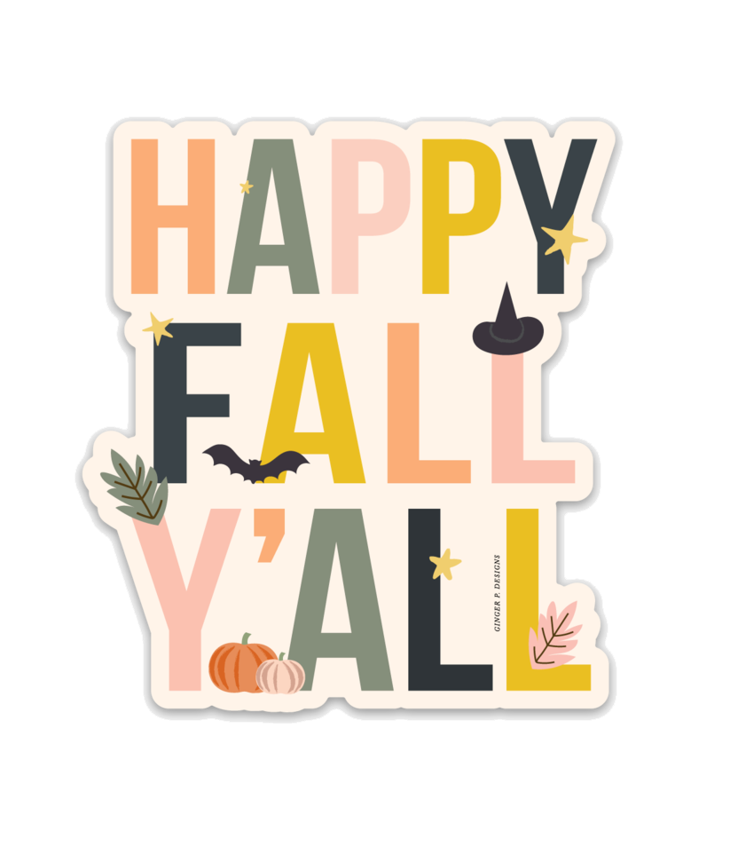 Happy Fall Y'all Vinyl Sticker