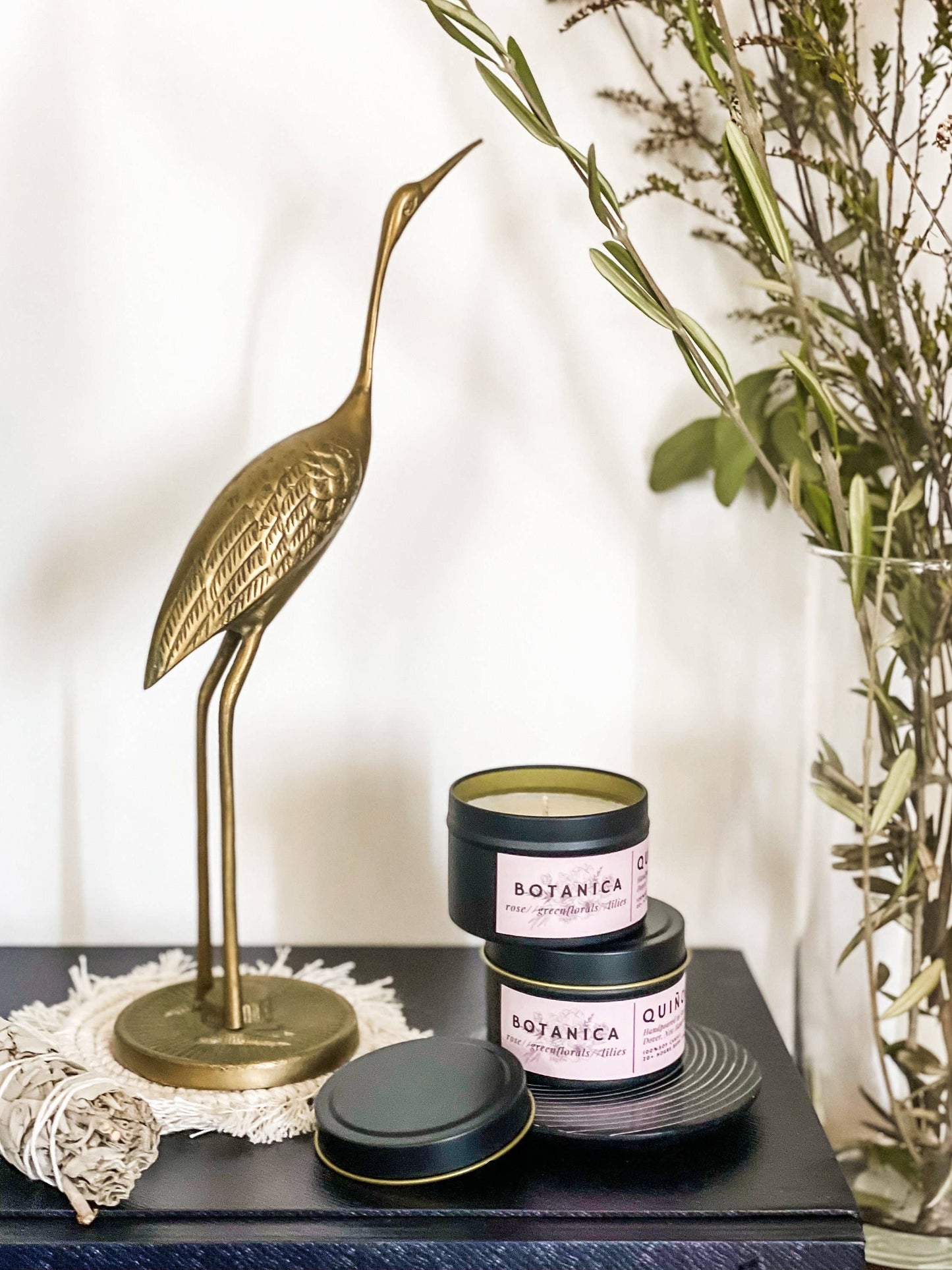 Botanica 3 Oz Soy Candle Tin// Rose, Green Florals, Lilies//