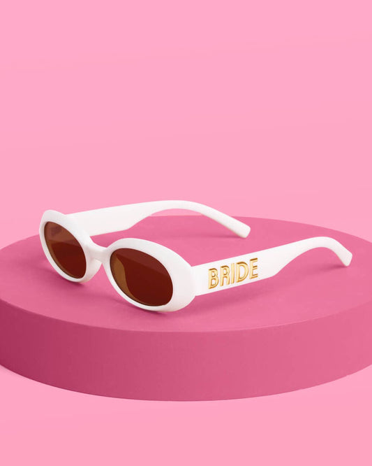 White Bride Sunnies - bride embossed sunglasses, bachelorette accessory