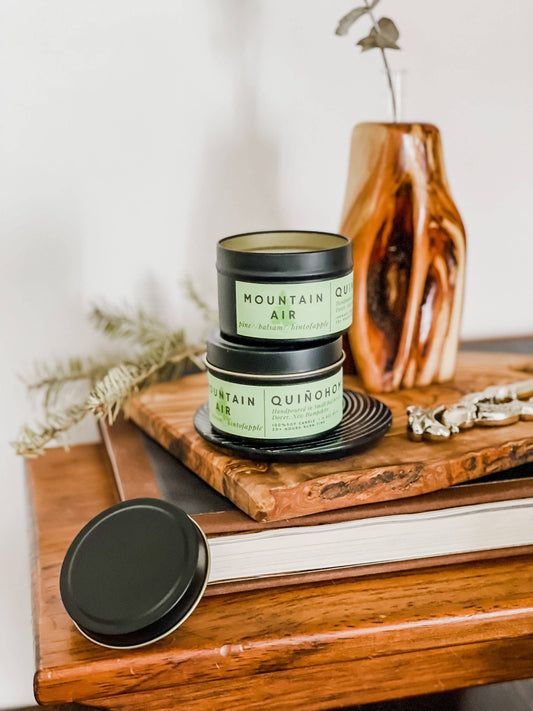 Mountain Air 3oz Soy Candle Travel Tin// Fir, Pine, Hint Of