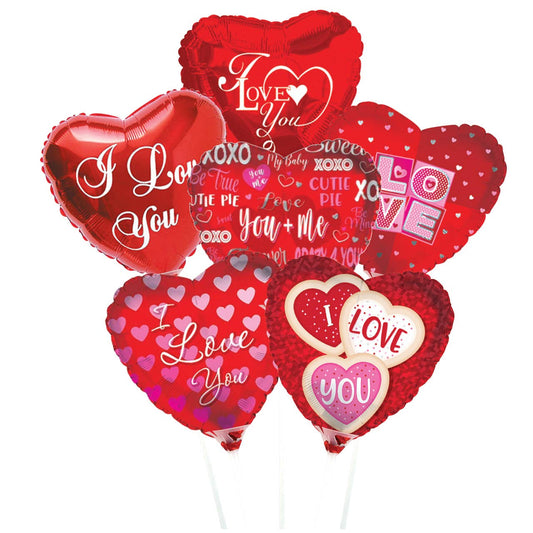 Pre-Inflated Mini Balloons On Sticks - 9 Inch - Love