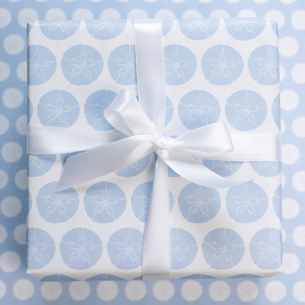 Sand Dollar Wrapping Paper - Blue: Rolls of 3 Sheets (Case of 3 Rolls)