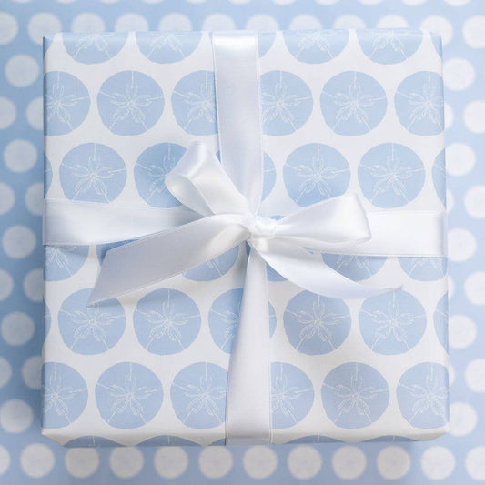 Sand Dollar Wrapping Paper - Blue: Rolls of 3 Sheets (Case of 3 Rolls)
