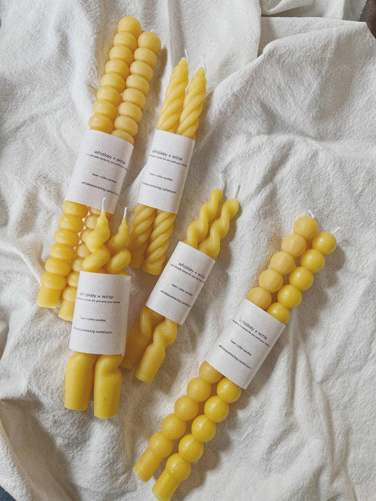 Stacked taper candle: Natural beeswax