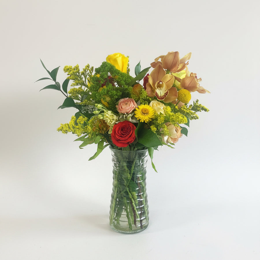 Golden Orchid Vase Arrangement