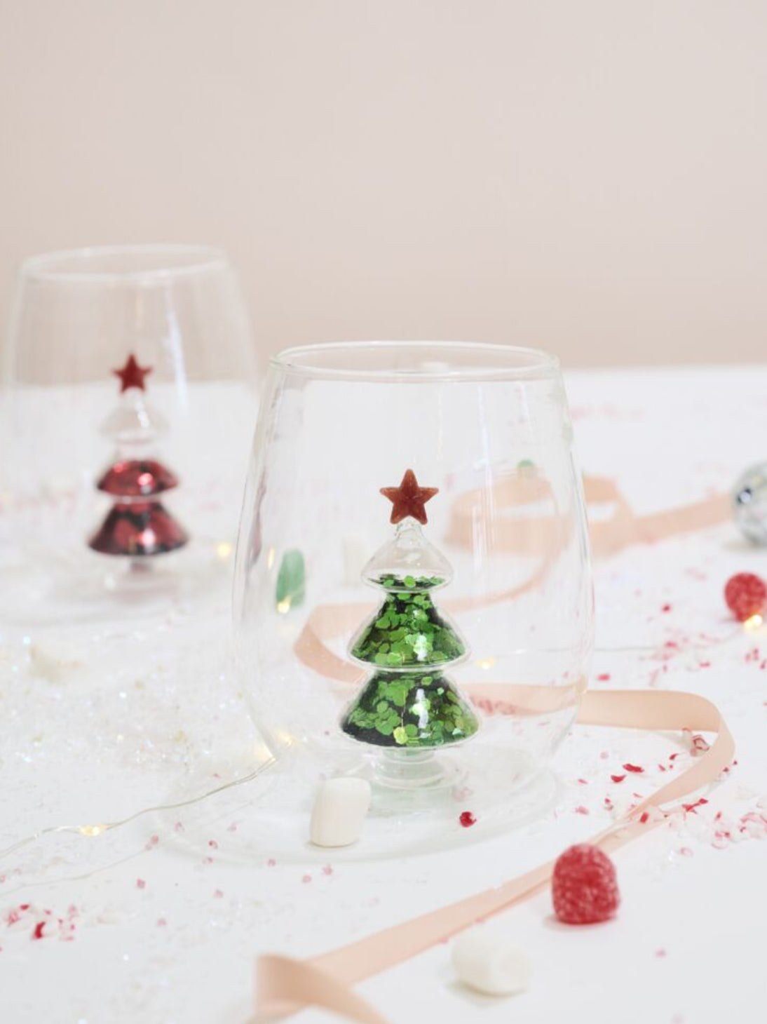 Glitter Tree Drinkware- Green