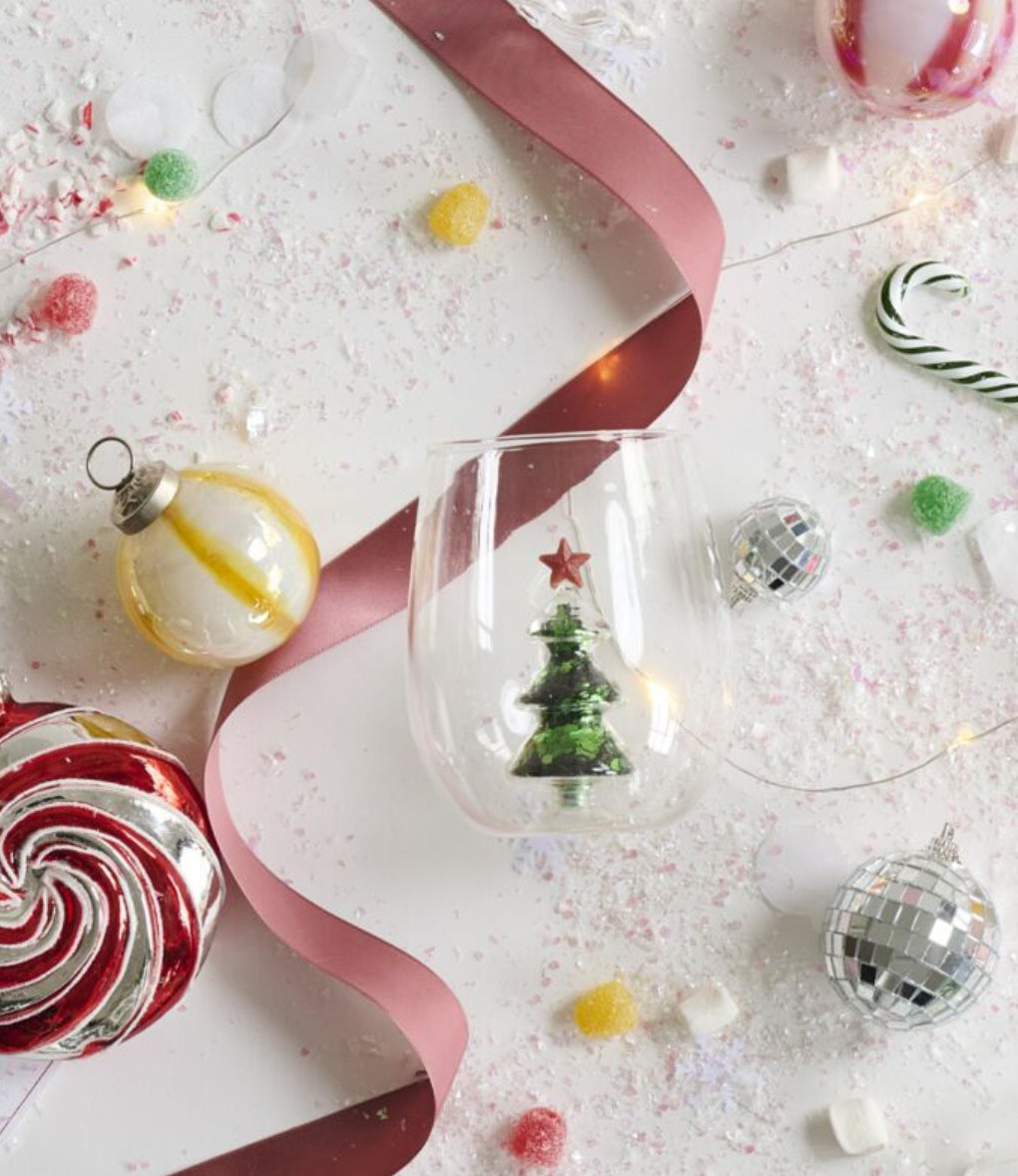 Glitter Tree Drinkware- Green