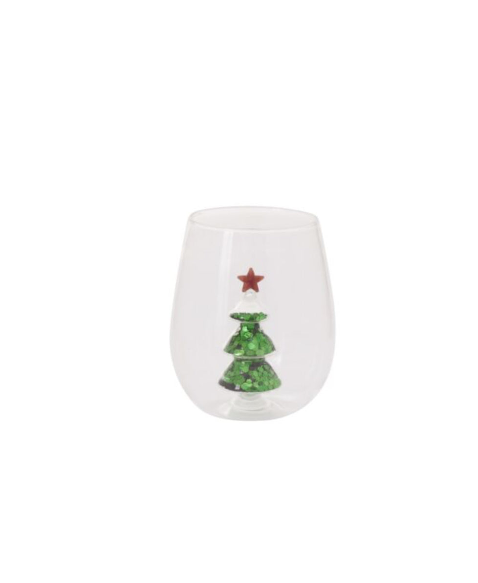 Glitter Tree Drinkware- Green