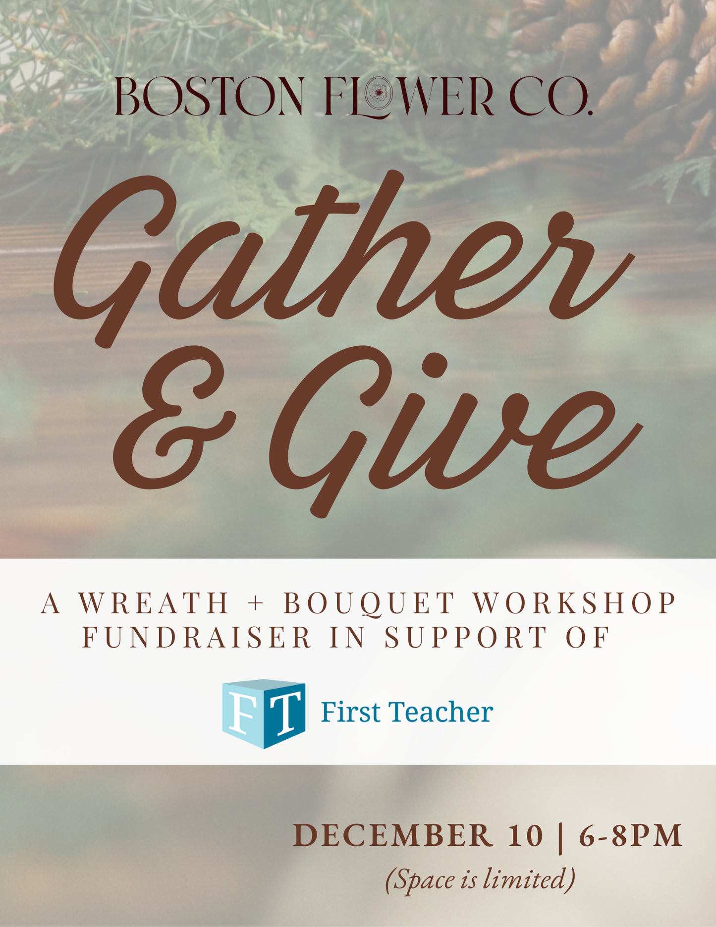 Gather & Give: A Wreath & Bouquet Workshop & Fundraiser (Dec. 10) 6-8pm