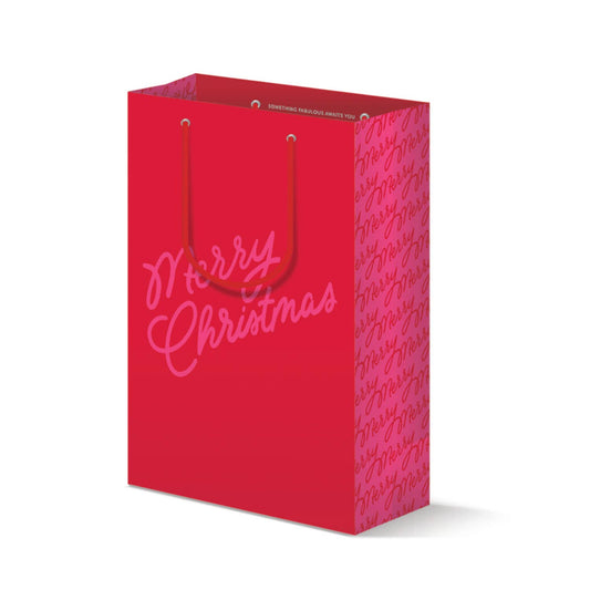 Merry Script, Christmas Holiday Gift Bag