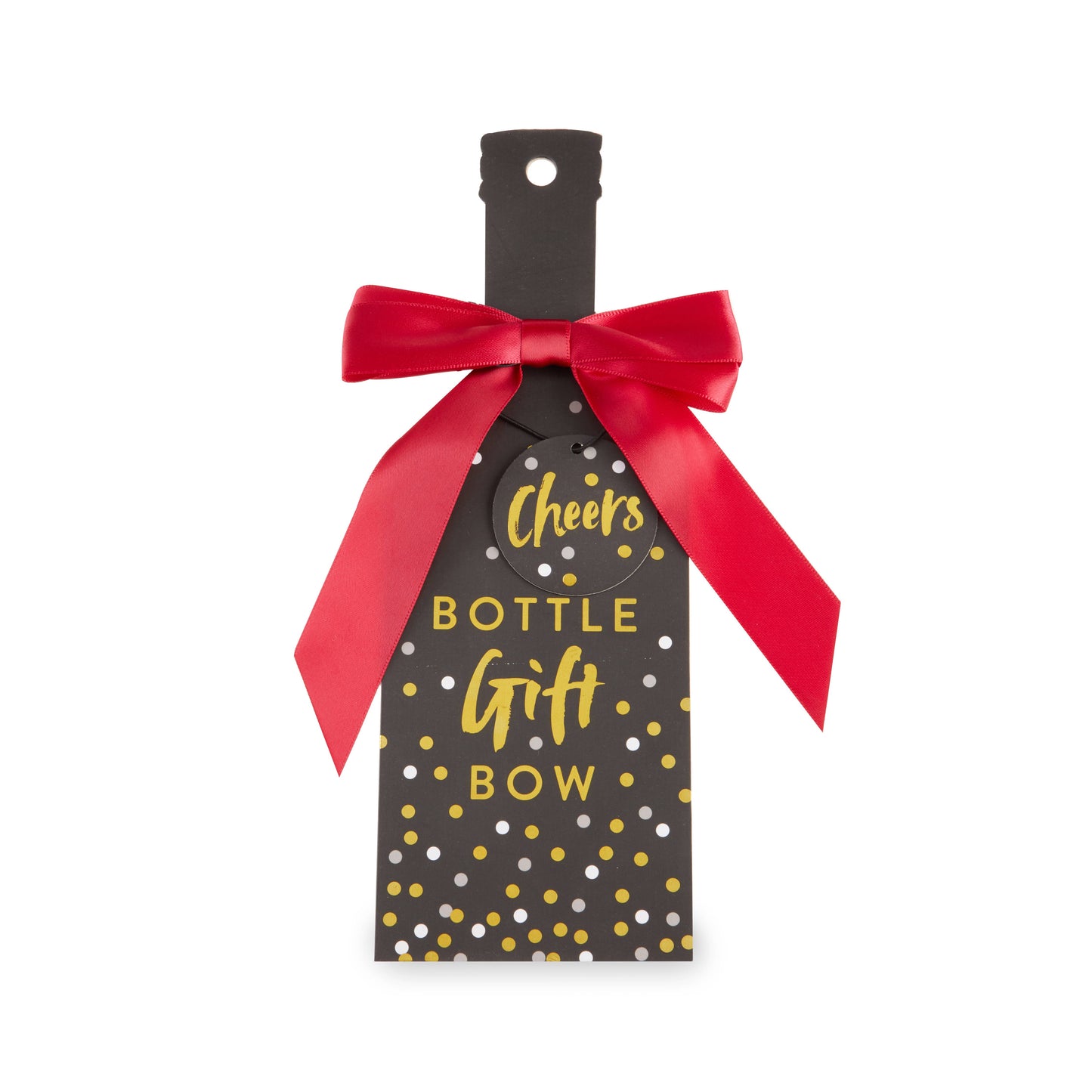 Red Satin Bottle Bow - Gift Tag