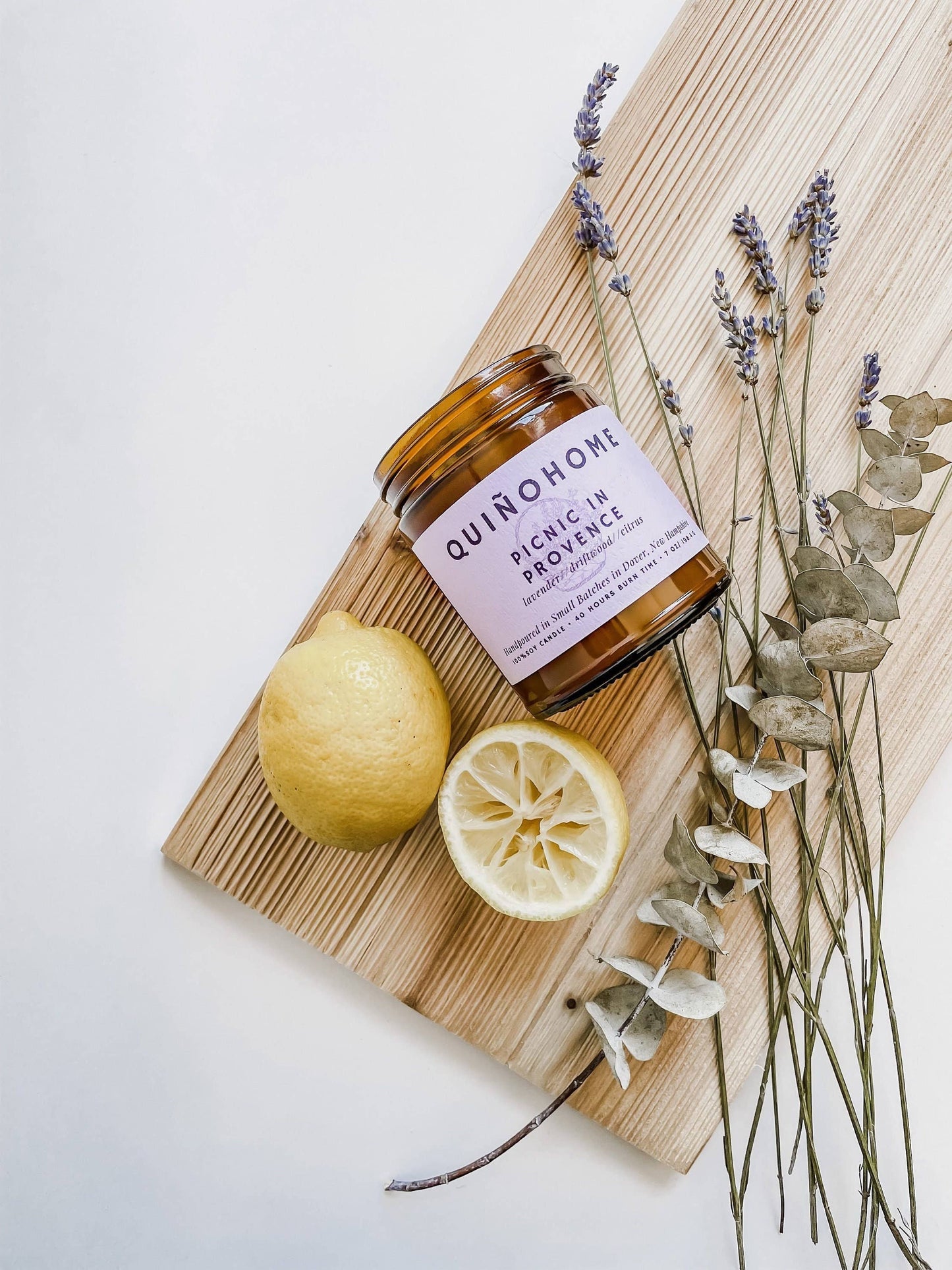 Picnic In Provence 7oz Soy Candle Amber Jar// Lavender, Driftwood, Citrus// Hand Poured Soy Wax// Lavender Candle// Non Toxic Candle