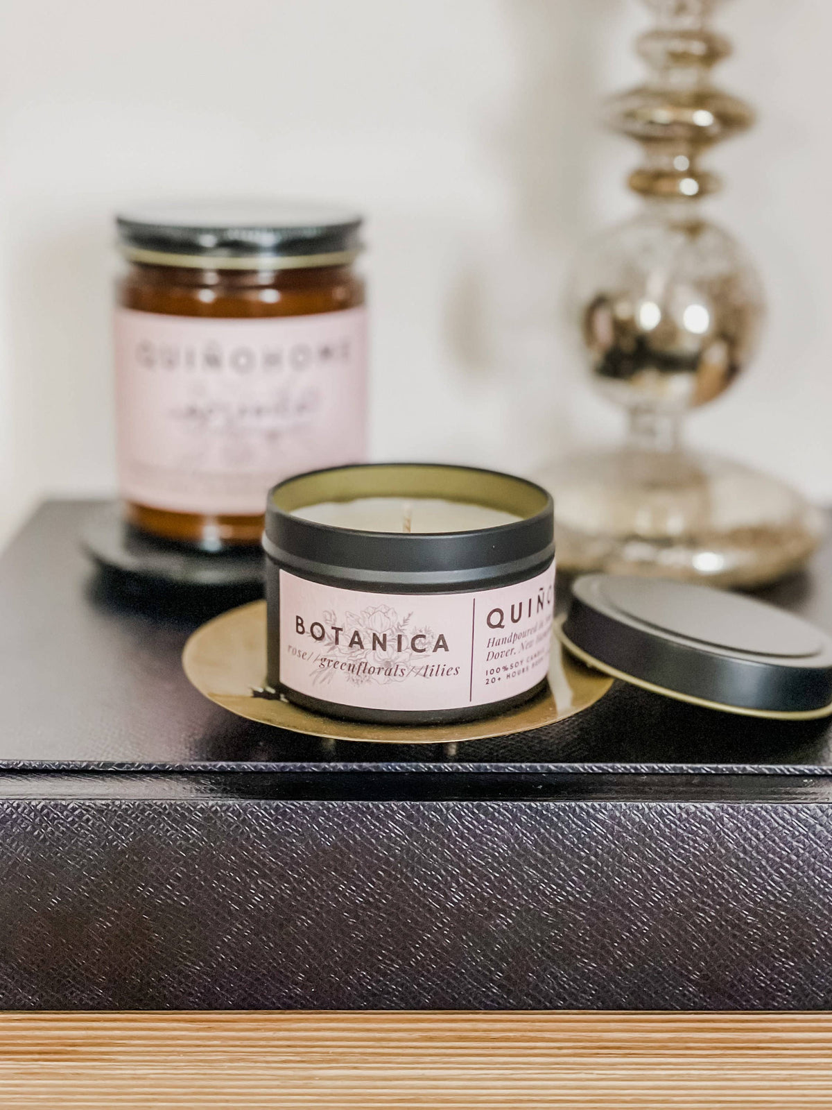 Botanica 3 Oz Soy Candle Tin// Rose, Green Florals, Lilies//