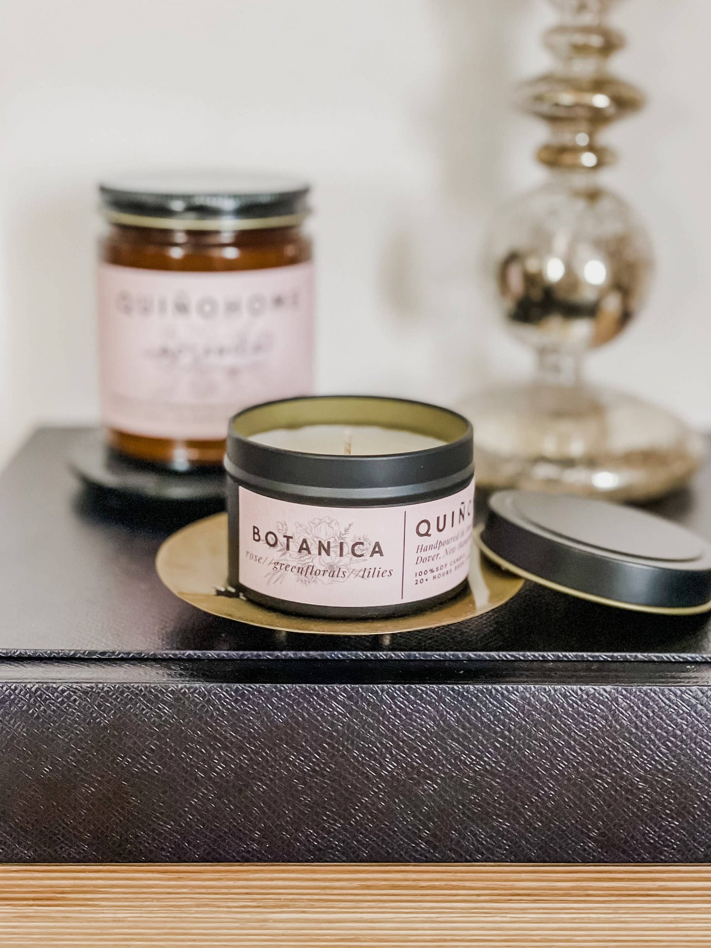 Botanica 3 Oz Soy Candle Tin// Rose, Green Florals, Lilies//