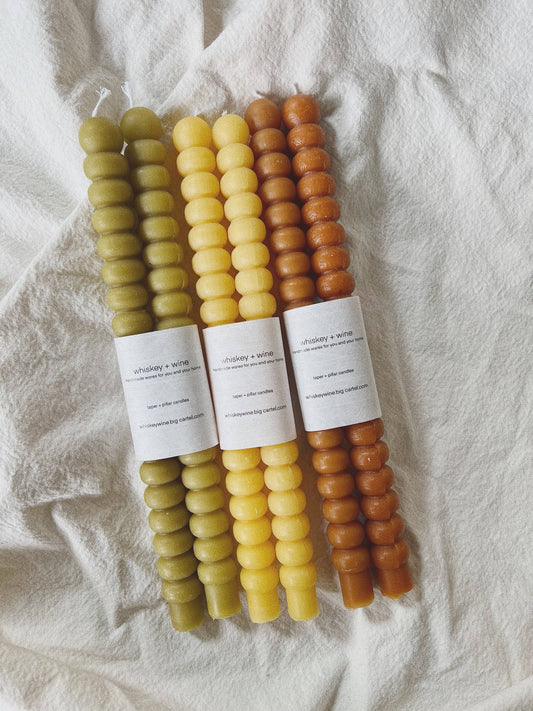 Stacked taper candle: Natural beeswax