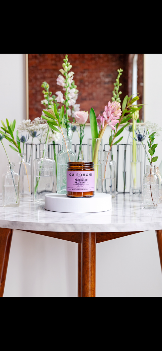 Picnic In Provence 7oz Soy Candle Amber Jar// Lavender, Driftwood, Citrus// Hand Poured Soy Wax// Lavender Candle// Non Toxic Candle