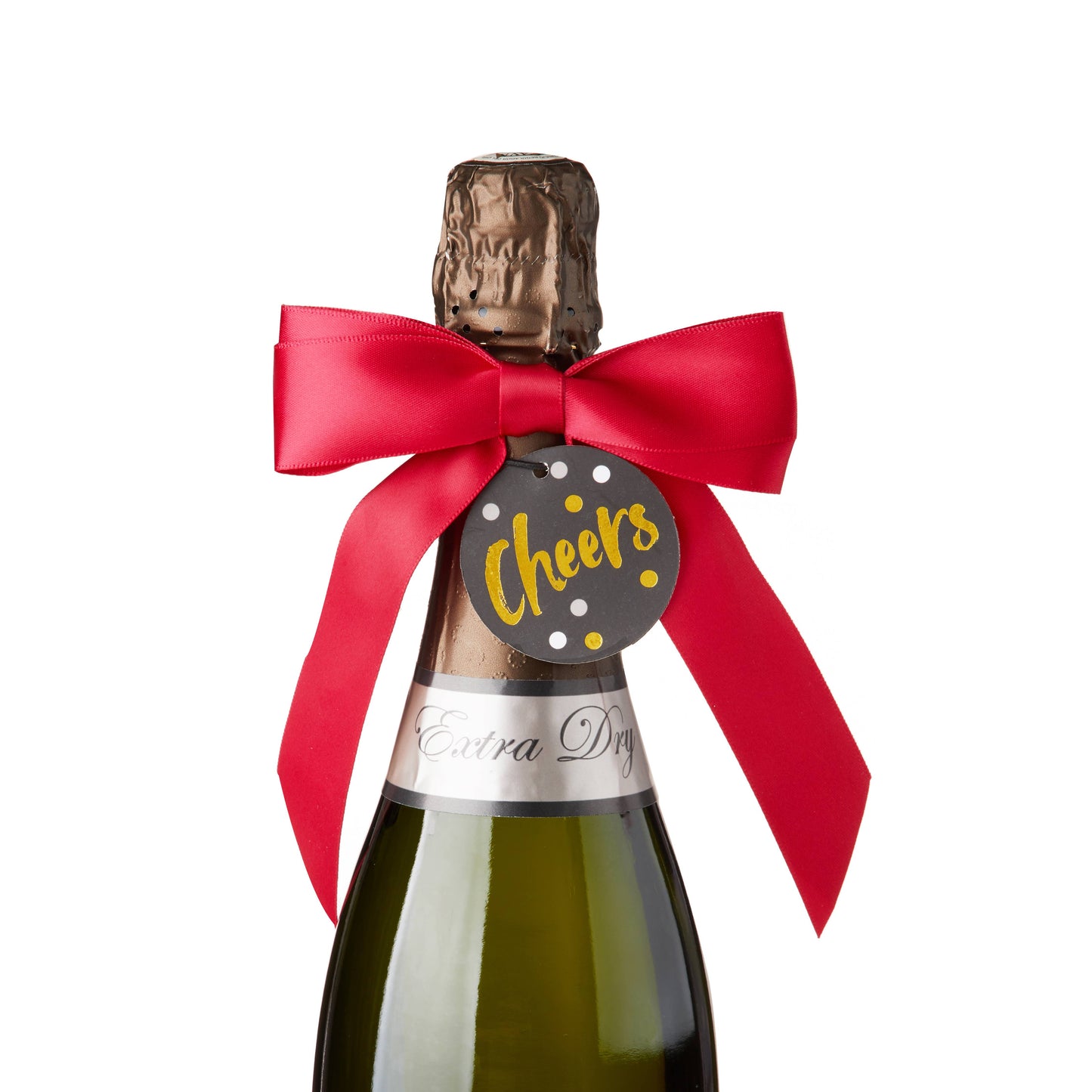 Red Satin Bottle Bow - Gift Tag