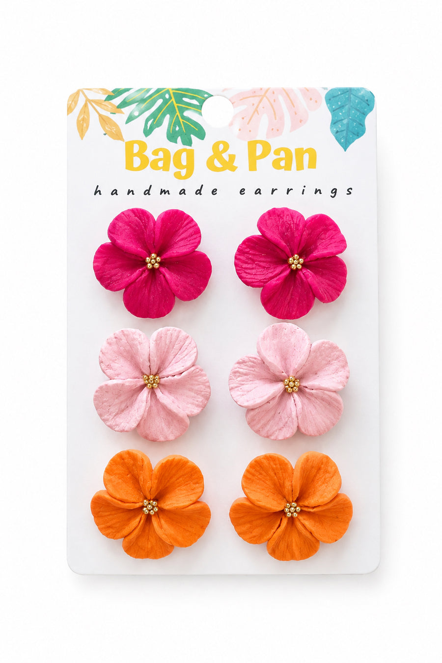Bag & Pan Handmade Earrings: Mini Petunia Trios