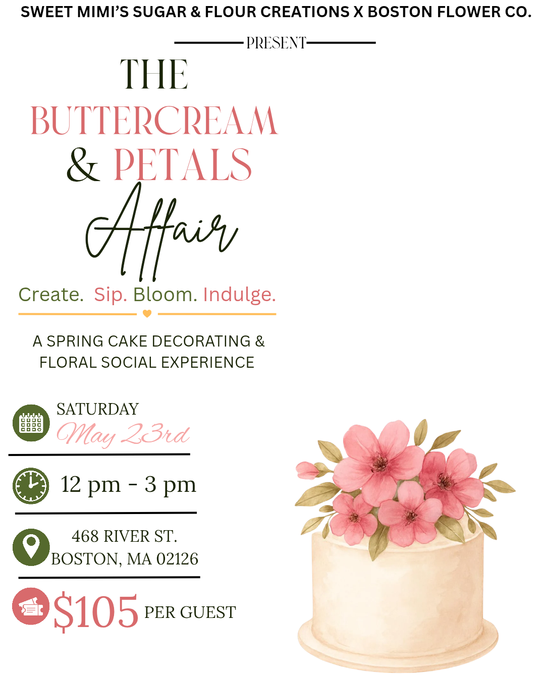 The Buttercream & Petals Affair Workshop (May.23rd) 12-3pm