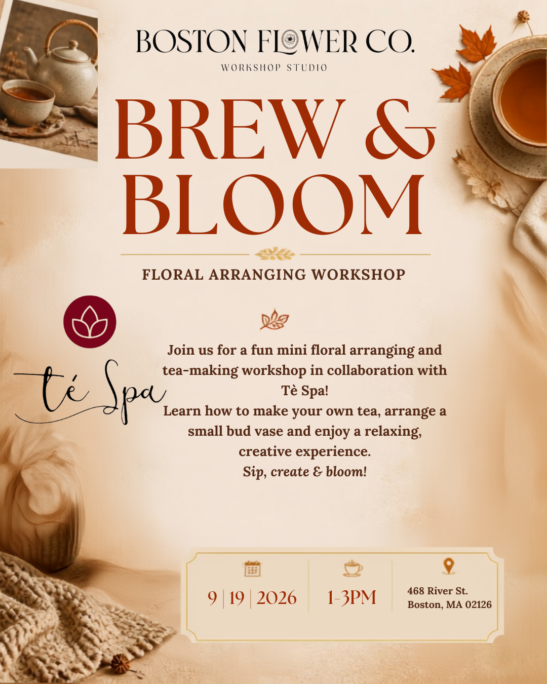 Brew & Bloom Workshop (Sep.19th) 1pm-3pm
