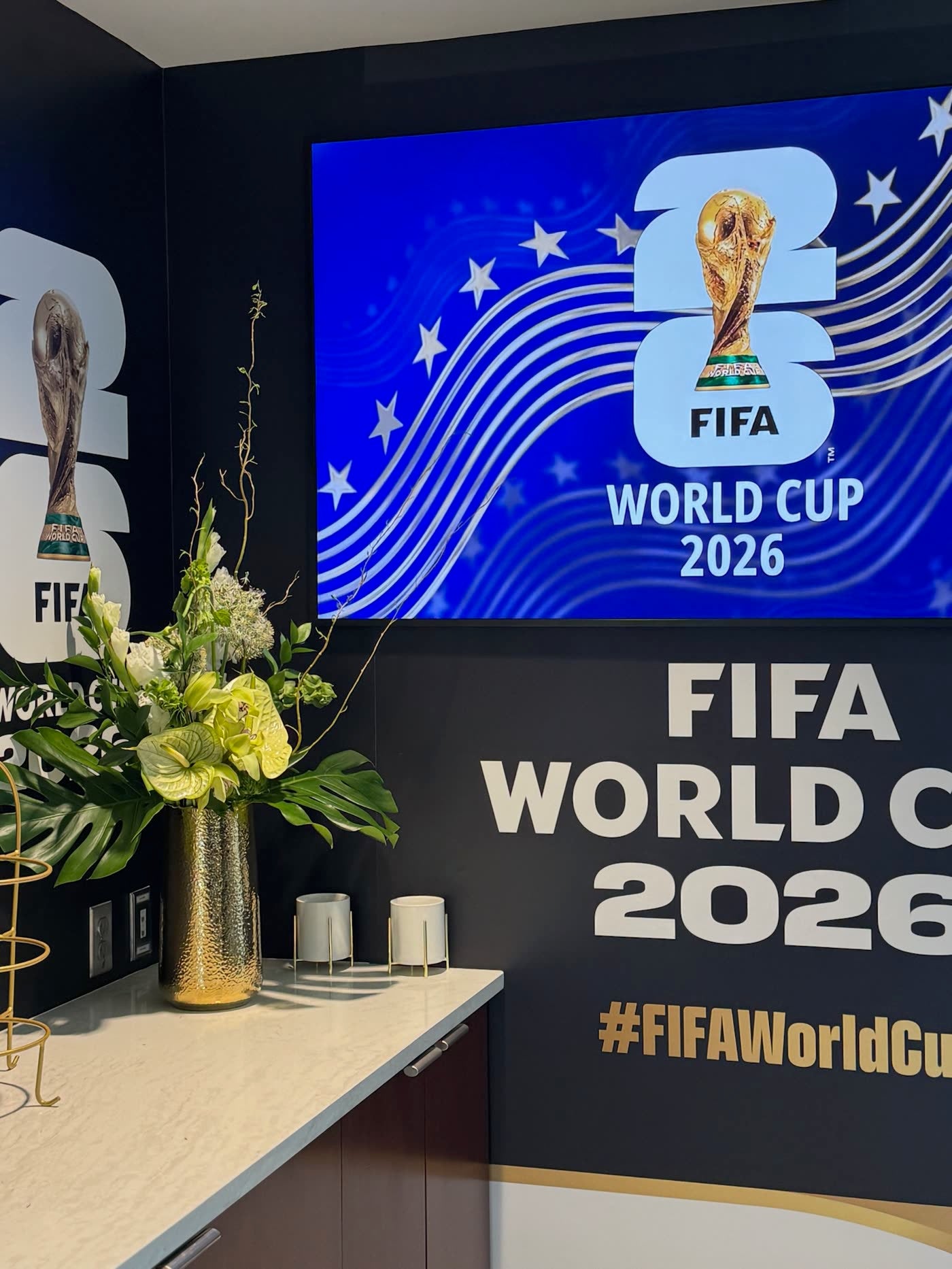 Suite arrangement beneath the FIFA World Cup 2026 screen