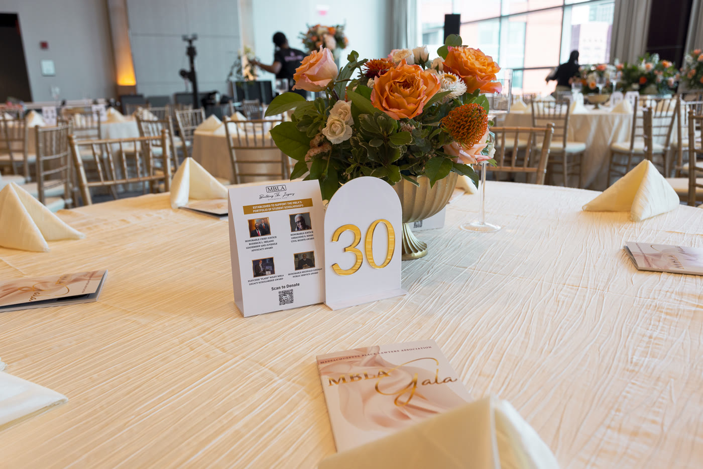 Table thirty — garden roses in a gold compote