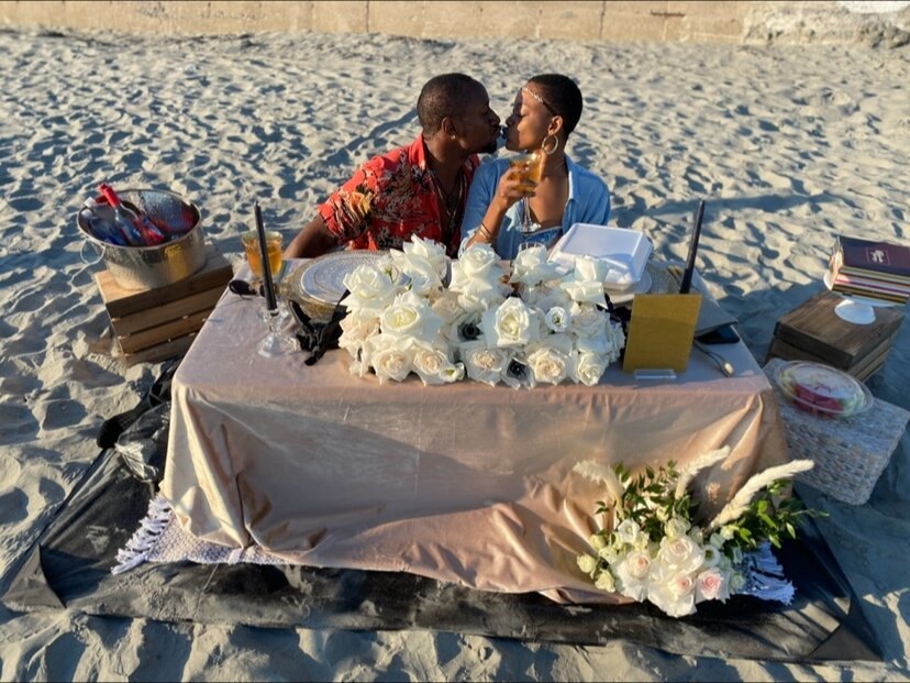 The surprise picnic table set on the sand